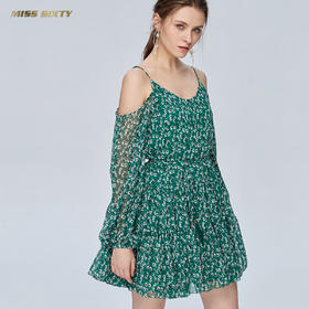 Miss Sixty吊带宽松长袖雪纺度假裙印花碎花连衣裙692DJ8260000