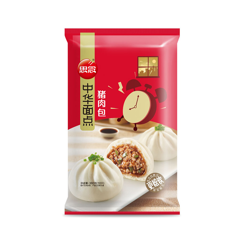 思念面点 速冻包子方便早餐360g  中华面点猪肉包