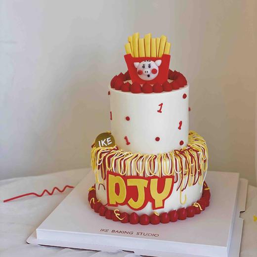 薯条猪 ｜半翻糖 奶油蛋糕 商品图0