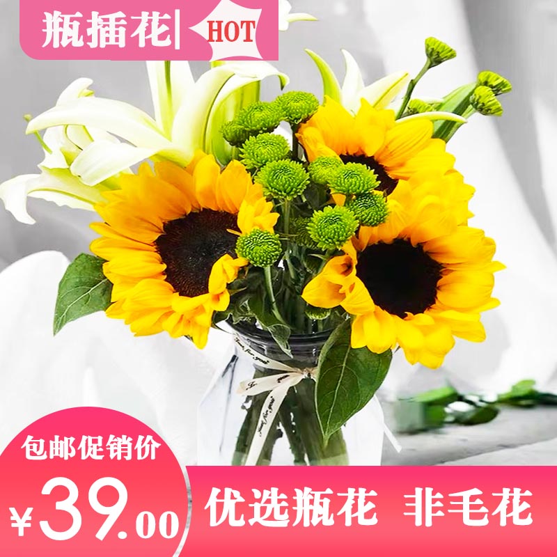 【幸运之选】向日葵➕香水百合➕绿扣优选瓶花