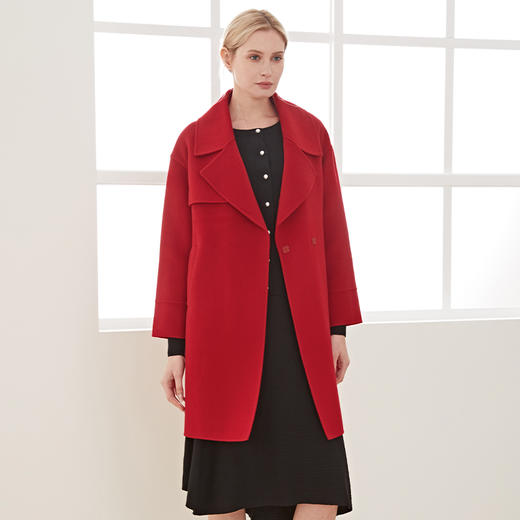 METTE羊绒世家2020秋冬女士中长款羊毛大衣纯色加厚保暖风衣外套 商品图2