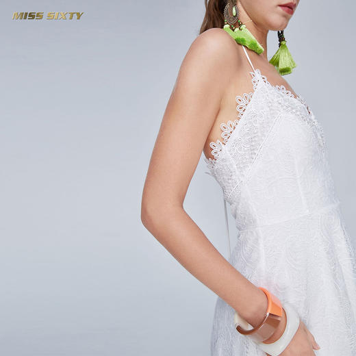 Miss Sixty夏季V领气质性感绣花蕾丝露背无袖吊带连衣裙长裙子692DJ0680000 商品图4