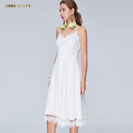 Miss Sixty夏季V领气质性感绣花蕾丝露背无袖吊带连衣裙长裙子692DJ0680000 商品图5