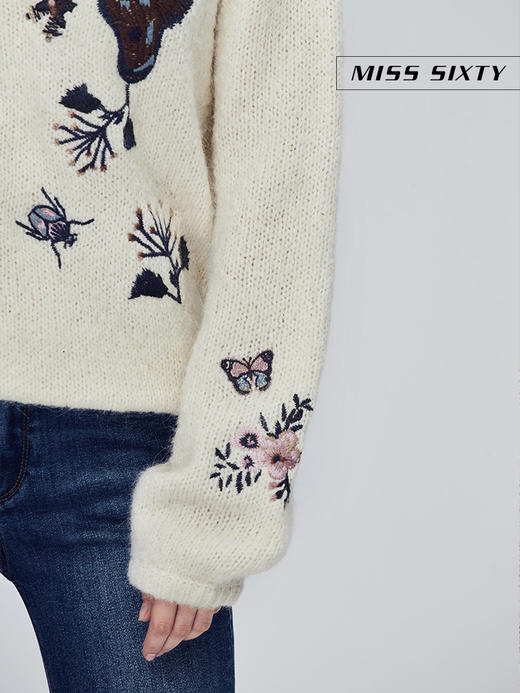 Miss Sixty冬季绣花宽松外穿长袖毛织衫慵懒套头毛衣684RJ7960000 商品图3