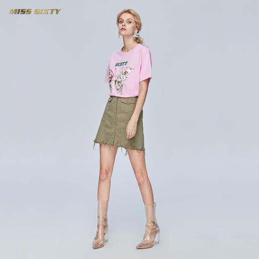 Miss Sixty纯棉高腰裙毛边A字裙牛仔裙半身裙短裙692KJ7530000 商品图3