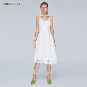 Miss Sixty夏季V领气质性感绣花蕾丝露背无袖吊带连衣裙长裙子692DJ0680000