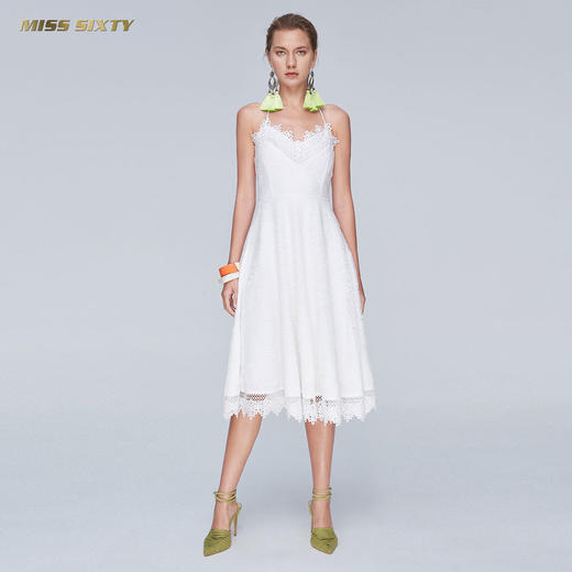 Miss Sixty夏季V领气质性感绣花蕾丝露背无袖吊带连衣裙长裙子692DJ0680000 商品图0