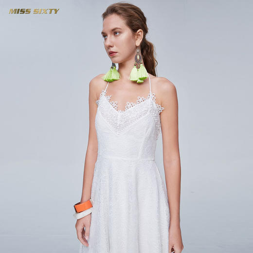 Miss Sixty夏季V领气质性感绣花蕾丝露背无袖吊带连衣裙长裙子692DJ0680000 商品图3