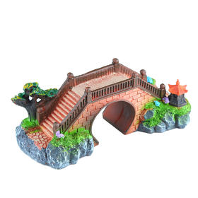 森森造景水族箱鱼缸造景装饰树脂工艺品仿真古木桥中小号假桥石桥