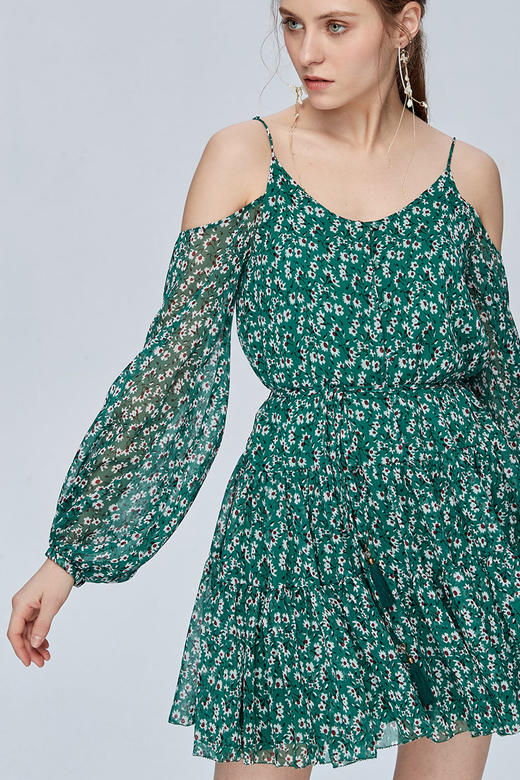 Miss Sixty吊带宽松长袖雪纺度假裙印花碎花连衣裙692DJ8260000 商品图2