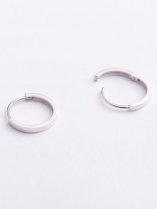 LUCINE Hoop18K白金耳圈男女简洁耳饰时尚礼物耳环扣时髦金叠戴感 商品图3
