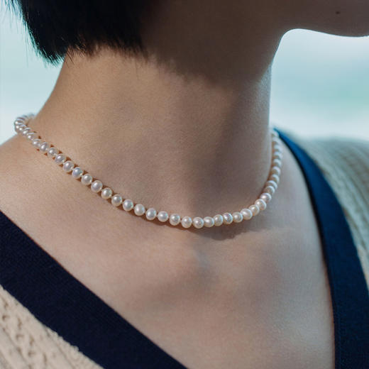 LUCINE 4-5mm超小迷你珍珠锁骨链强光淡水珍珠choker双层叠戴ins 商品图1