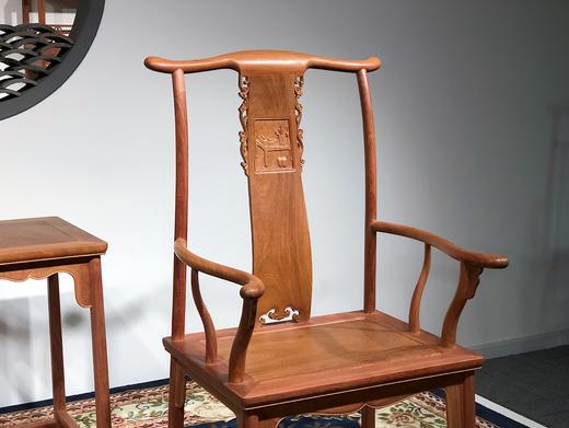 红桥红  家具严选  缅甸花梨（大果紫檀）  【书斋图 四出头官帽椅 三件套】 商品图3