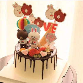 布朗熊乐园蛋糕：呆萌的一对活宝