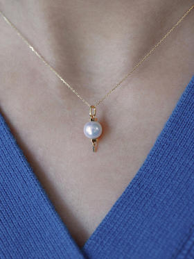 团圆18K金天然淡水珍珠灯笼新品单颗吊坠子项链