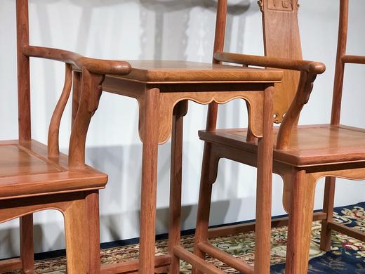 红桥红  家具严选  缅甸花梨（大果紫檀）  【书斋图 四出头官帽椅 三件套】 商品图5