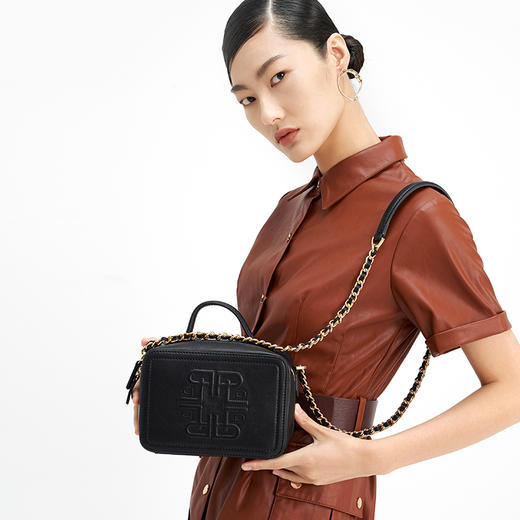 保兰德PLD东方雅奢头层牛皮小方包链条包箱子包通勤必备女包 商品图6