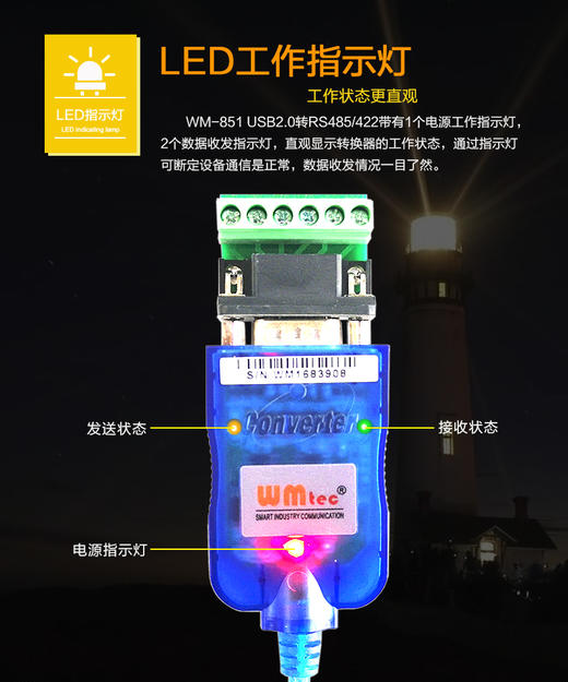USB转RS485/RS422转换器/PL2303+SP485双芯片/WM-850进口芯片 加密屏蔽编织 抗干扰  支持Win10 系统 商品图4