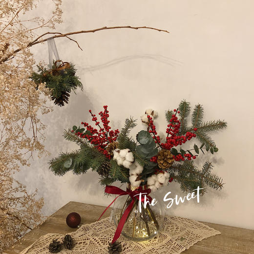 花艺 进口冬青大松瓶花 商品图0