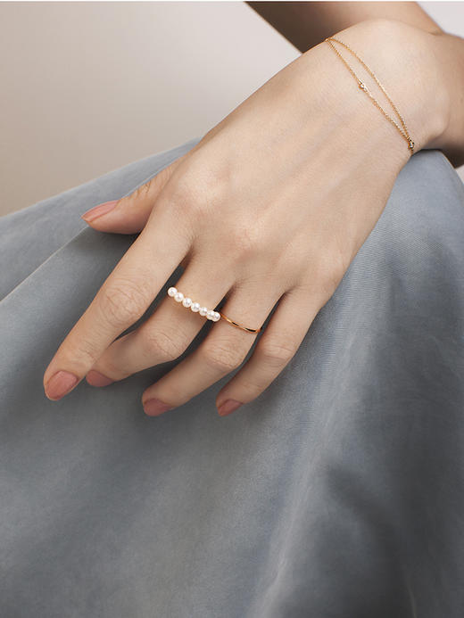 LUCINE鹿鸣珠宝 | 盈珍珠排戒戒指淡水珍珠mini珍珠18k金百搭 商品图0