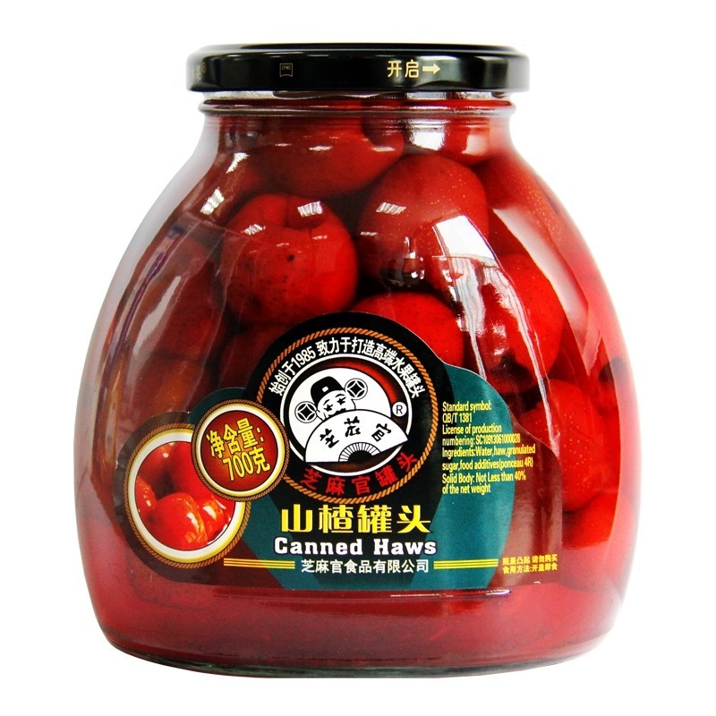 【批发】芝麻官山楂罐头700克/瓶