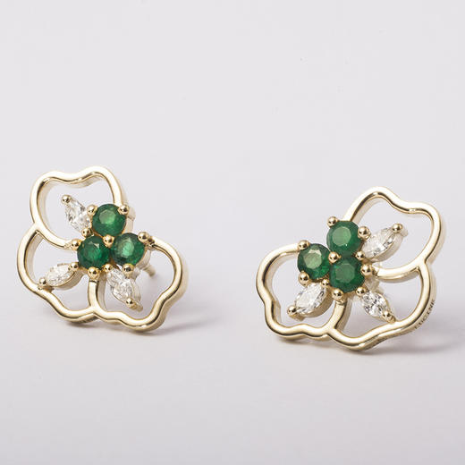 （RED）LUCINE鹿鸣珠宝 | 花园系列月下祖母绿珍珠钻石耳钉原创18k金 商品图3