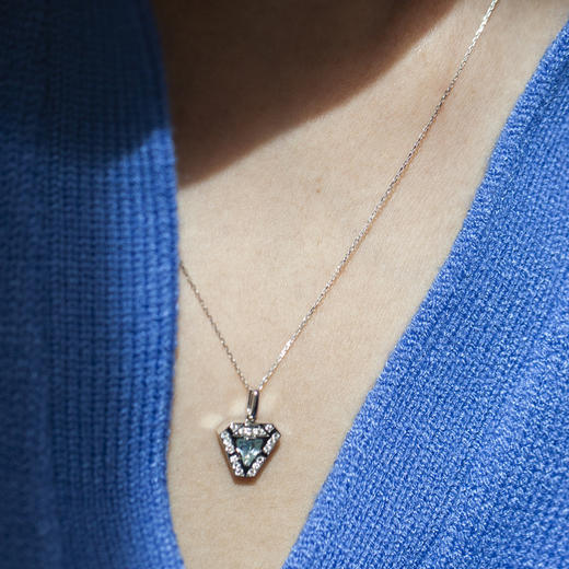 鹿鸣 有心18K白金项链锁骨钻石简约吊坠镶托帕石情人节新年送女友 商品图1