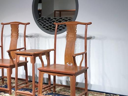 红桥红  家具严选  缅甸花梨（大果紫檀）  【书斋图 四出头官帽椅 三件套】 商品图7