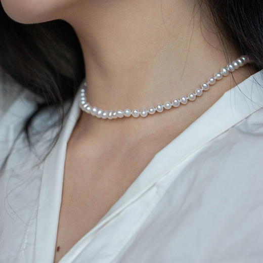 LUCINE 4-5mm超小迷你珍珠锁骨链强光淡水珍珠choker双层叠戴ins 商品图2