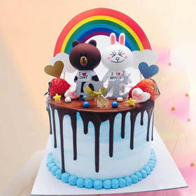 彩虹布朗熊蛋糕：缤纷七彩，好看又好吃