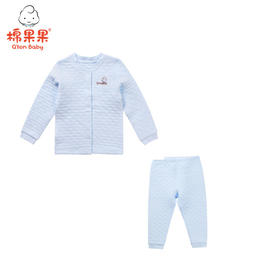 棉果果秋冬款男童女童内衣空气层对开套装M401304617630