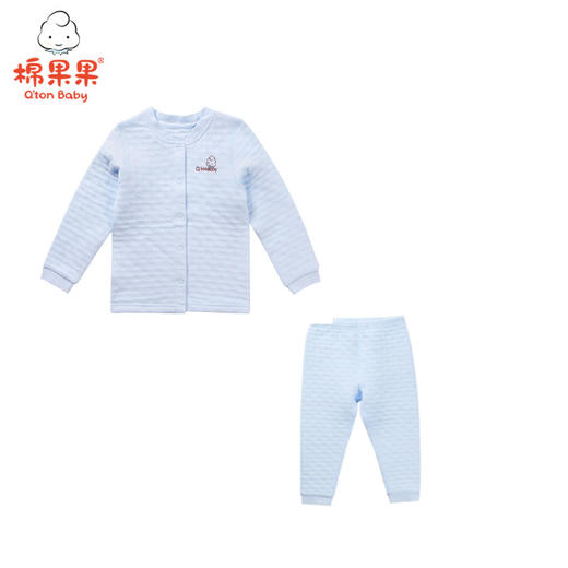 棉果果秋冬款男童女童内衣空气层对开套装M401304617630 商品图0