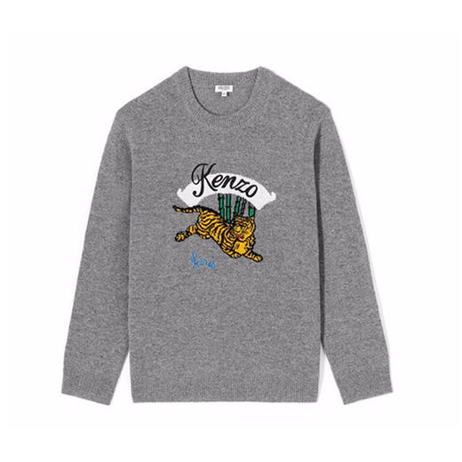 KENZO 高田贤三 男毛衣时尚老虎图案针织衫 灰色 5PU257 3XC 95 商品图0