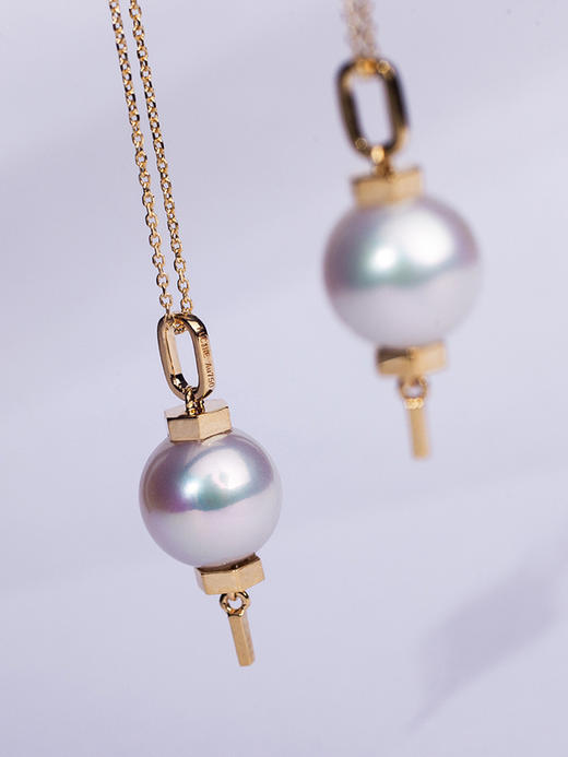 团圆18K金天然淡水珍珠灯笼新品单颗吊坠子项链 商品图1