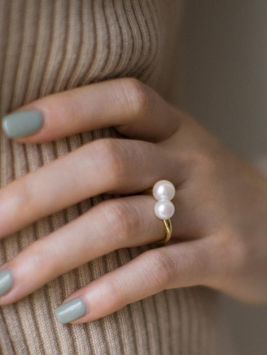 LUCINE 鹿鸣珠宝 |【简】系列 双珠戒指 商品图0