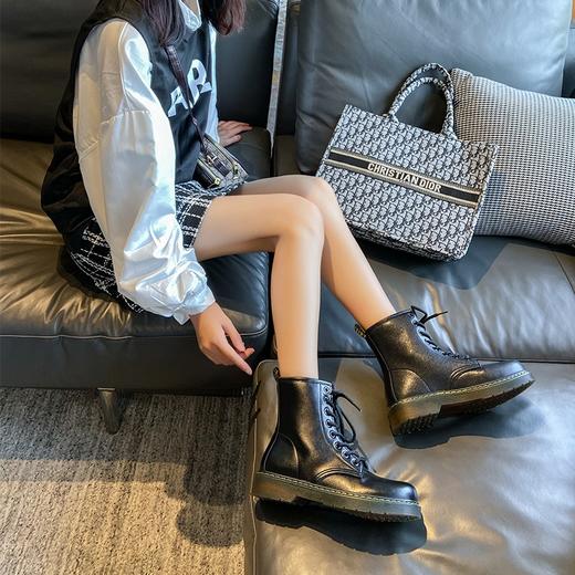 情侣马丁靴女潮ins酷英伦风秋冬新款黑色爆款加绒厚底短靴子 商品图1
