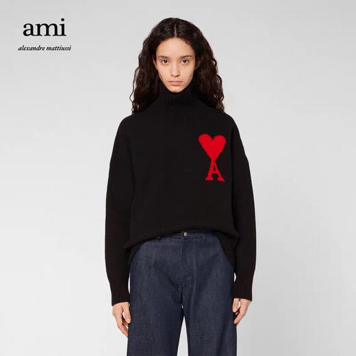 ami爱心高领字母毛衣99hs