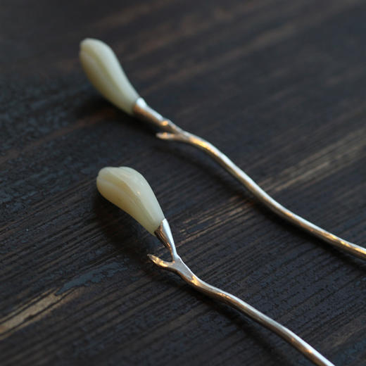 玉兰花纯银茶拨（老挝石） 商品图0