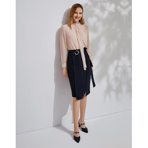 EITIE爱特爱春季新款时尚通勤百搭洋气显瘦包臀开叉半身裙女6106802 商品图1