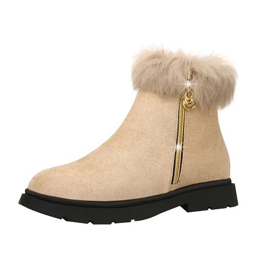 LN-669-2秋冬季新款韩版圆头时尚毛毛马丁靴 商品图1