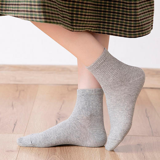 【女士纯色五分袜】纯色五分长袜女士袜子纯色棉袜 4色一组 商品图1