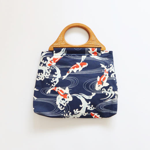 HUGOJIRO木柄手提包插画白浪锦鲤 商品图1