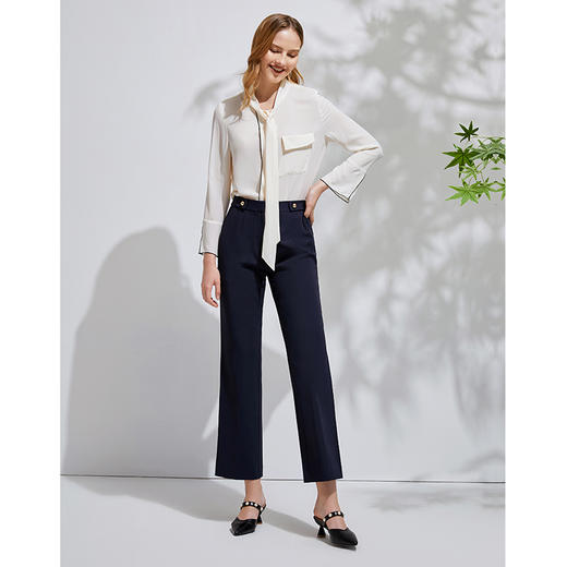 故障 EITIE爱特爱春季新款通勤干练百搭显瘦纯色中腰直筒裤长裤女6105803 商品图2