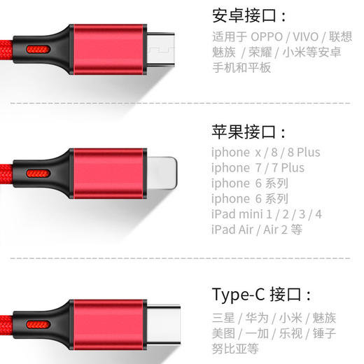 【买一送一】宾创一托三数据线D03 商品图1