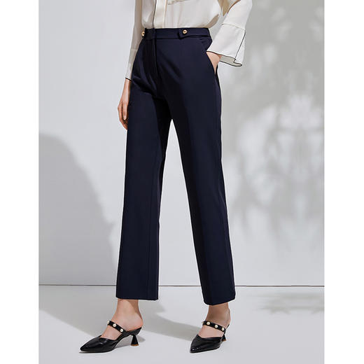 故障 EITIE爱特爱春季新款通勤干练百搭显瘦纯色中腰直筒裤长裤女6105803 商品图5