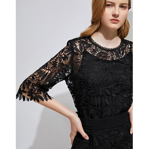 EITIE爱特爱春季新款优雅气质钩花蕾丝镂空显瘦两件套女上衣6113840 商品图3