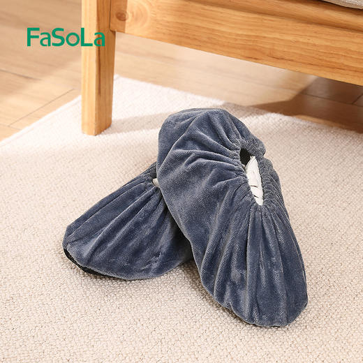 FaSoLa绒布鞋套家用布料可洗成人加厚防滑耐磨非一次性脚套可清洗 反复使用 商品图2
