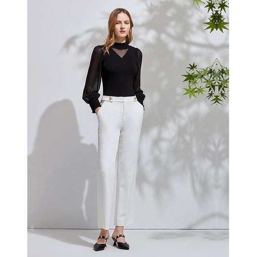 故障 EITIE爱特爱春季新款通勤干练百搭显瘦纯色中腰直筒裤长裤女6105803 商品图6