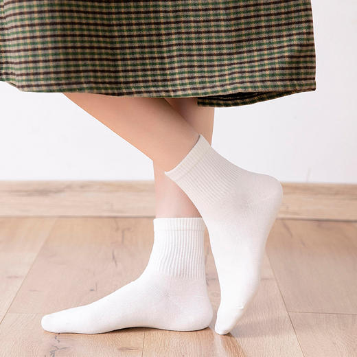 【女士纯色五分袜】纯色五分长袜女士袜子纯色棉袜 4色一组 商品图3