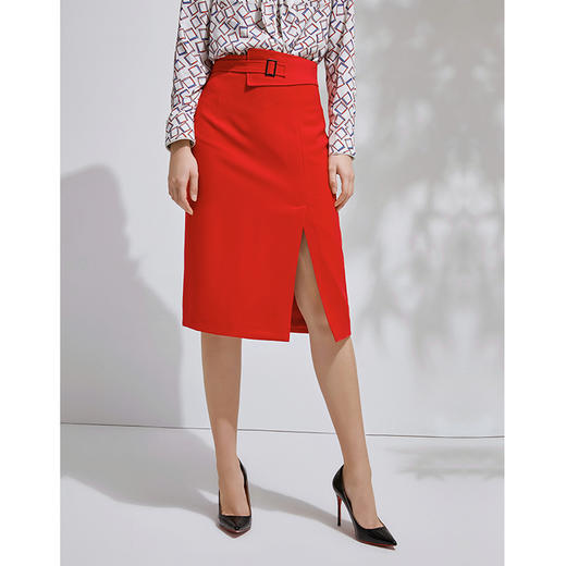 EITIE爱特爱春季新款洋气通勤职业包臀开叉显瘦半身裙女裙6306003 商品图3